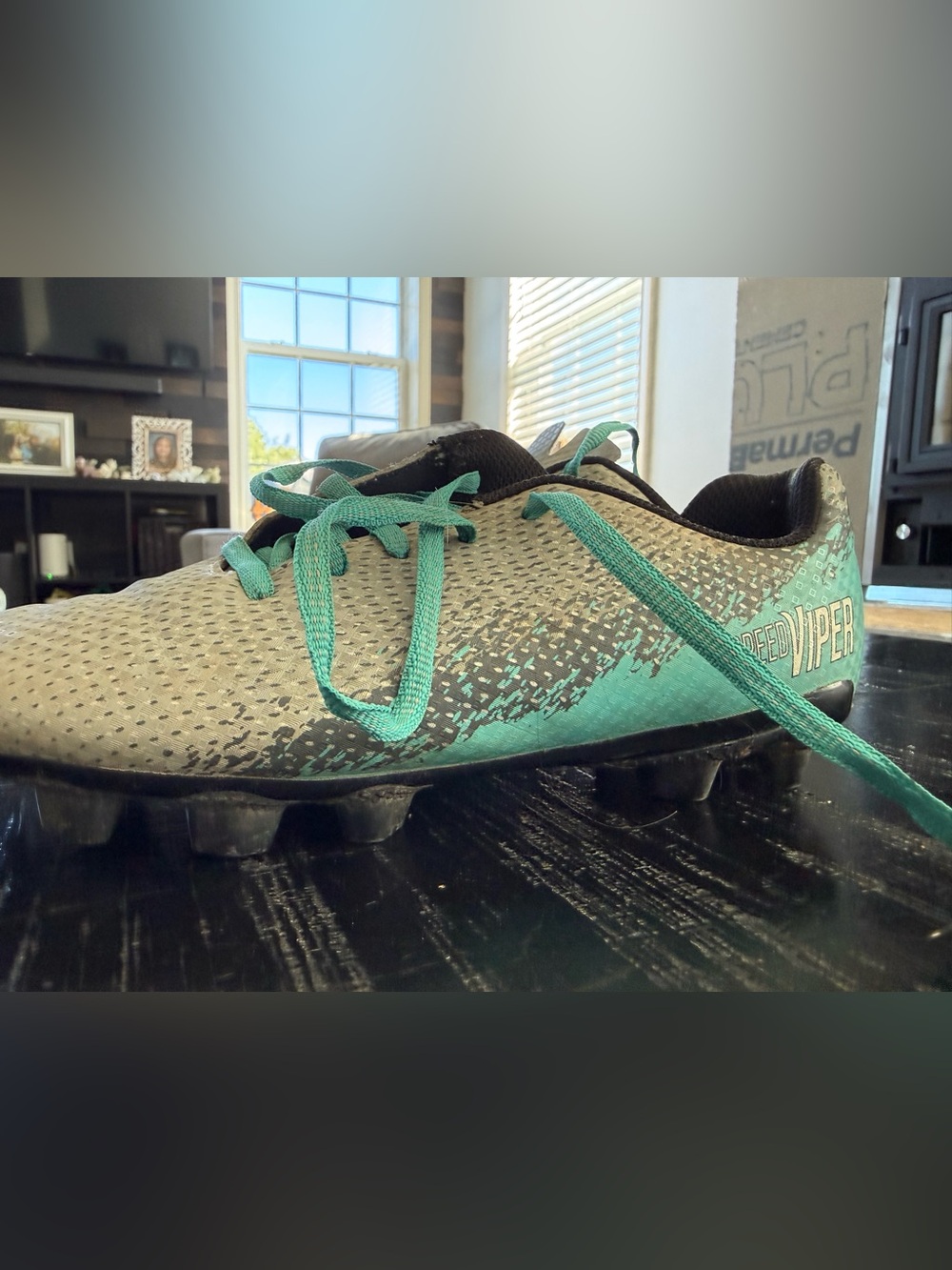 Kids Teal and Black Soccer Cleats - Youth Athletic Shoes DSG size 2.5